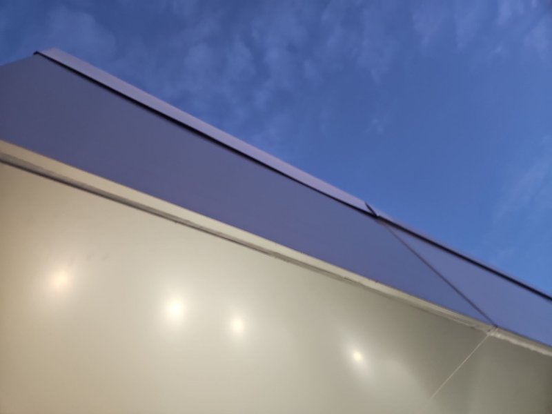 Immanuel Entry Restoration — Canopy lighting at dusk