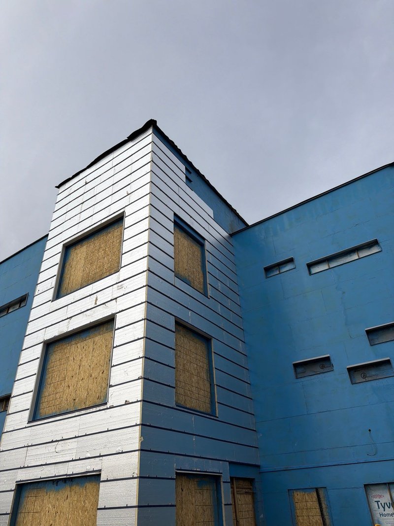 North High School Addition — Corner elevation and exterior panels