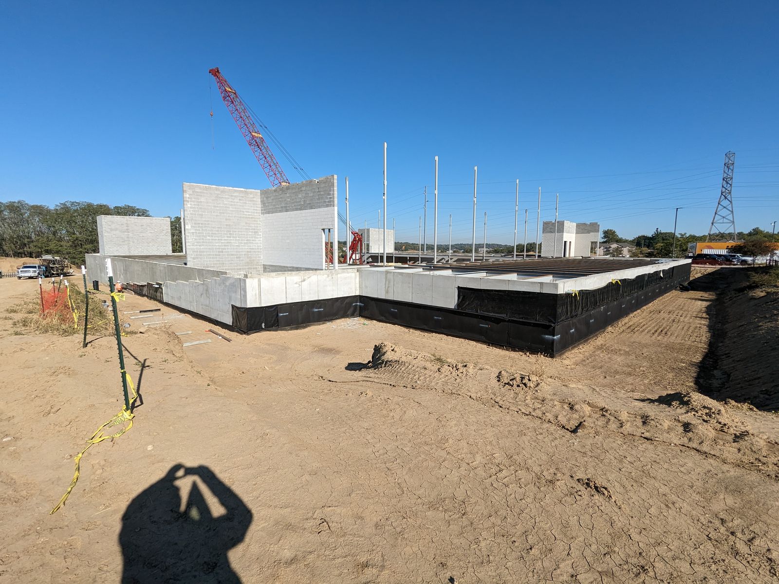 Structural steel and concrete frame under construction